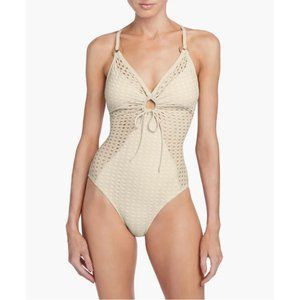 NWOT Robin Piccone Marlow Mesh One-Piece Swimsuit 223013 Ecru 12